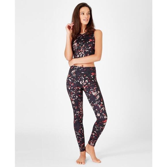 Sweaty Betty Reversible Leggings S/M All Over Floral Solid Black, Or red/purple - Picture 3 of 11